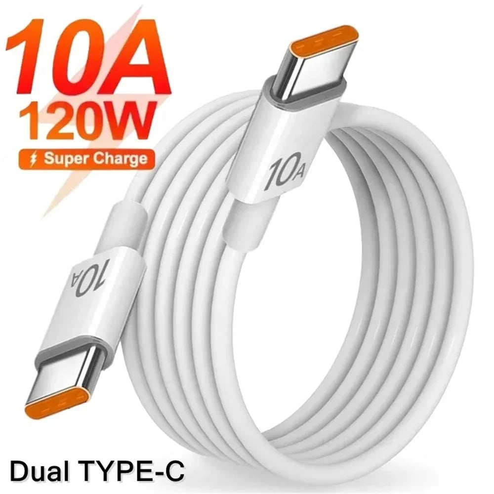 120W 10A Type C To Type C Cable Super Fast Charging Phone Charger USB C Data Wire For Samsung Xiaomi Huawei Quick Charger Cable