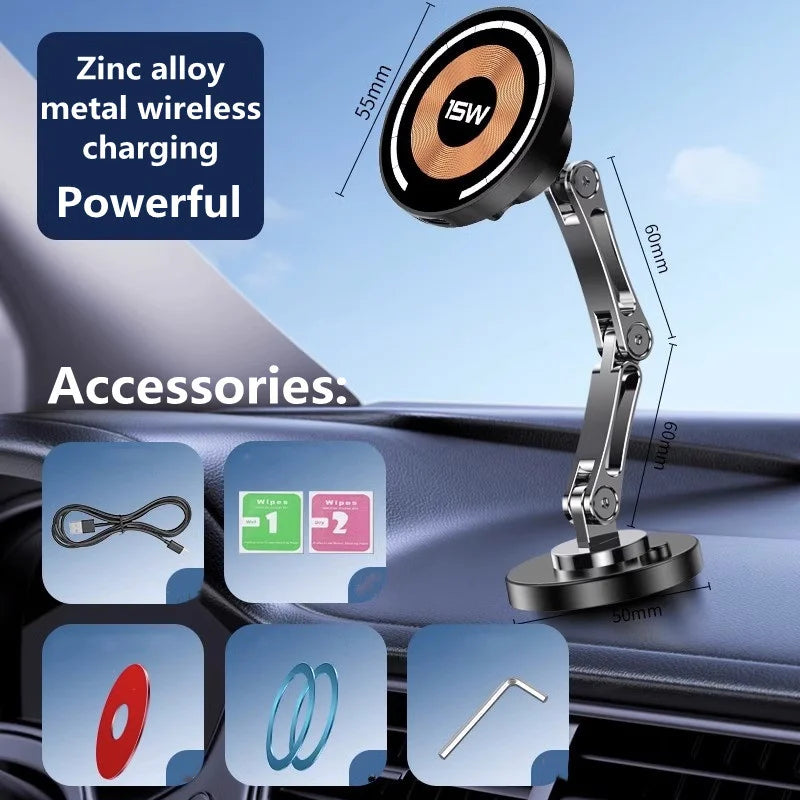 Magnetic Car Wireless Charger Stand Magnet Car Mount Fast Charging Station Phone Holder Bracket For iPhone 15 14 13 12 Pro Max