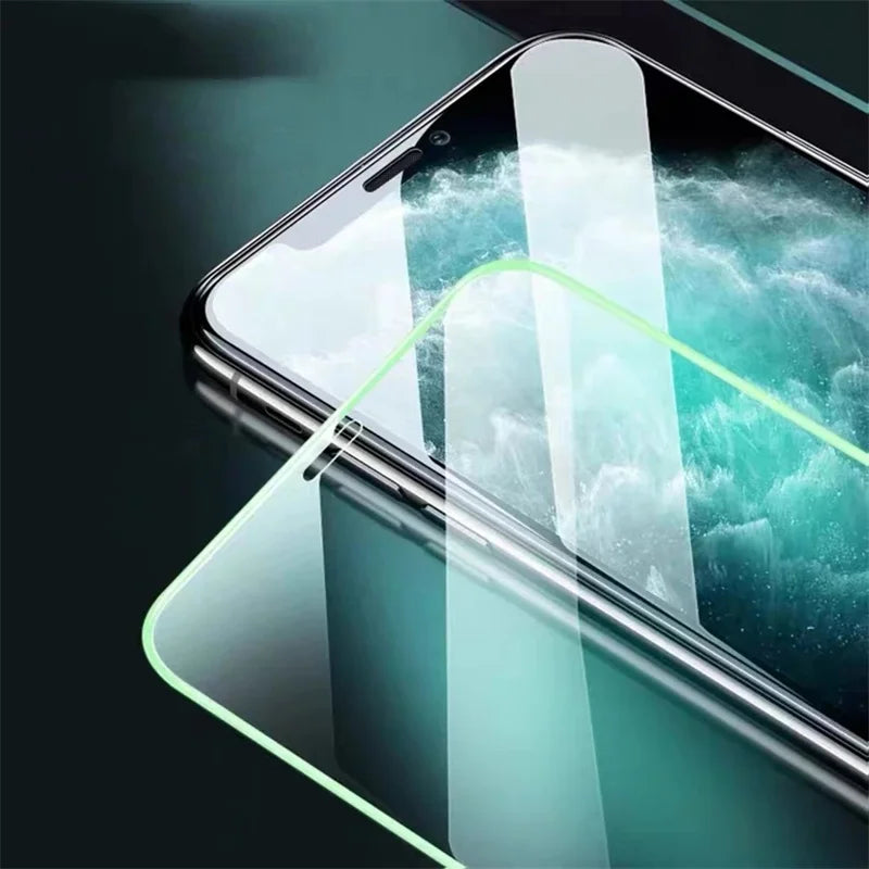 Luminous Protective Glass For iPhone 12 Pro 7 8 6s Plus X XS 11 Pro Max XR Screen Protector Airbag Tempered Glass For iPhone 11