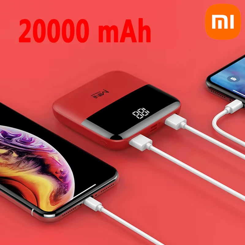 Xiaomi 20000mAh Mini Power Bank Dual Usb Portable Charger Slim with 2 Usb Port Large Capacity Mini Digital Display Power Bank