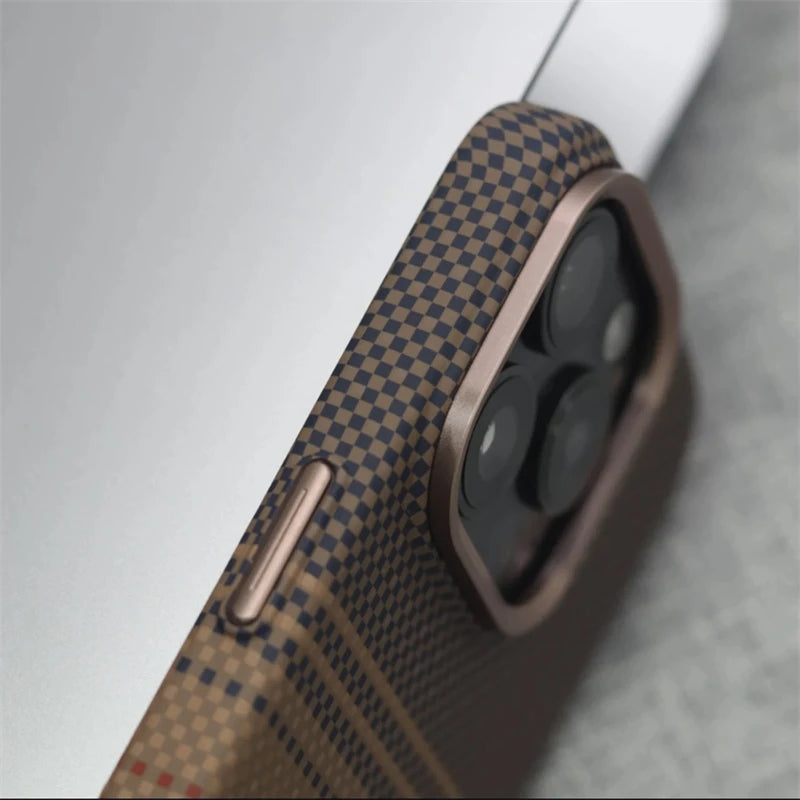 Luxury 3D Carbon Fiber Relief Magsafe Phone Case For iPhone 14 15 16 Pro Max Metal Lens Matte Wireless Charging Shockproof Cover