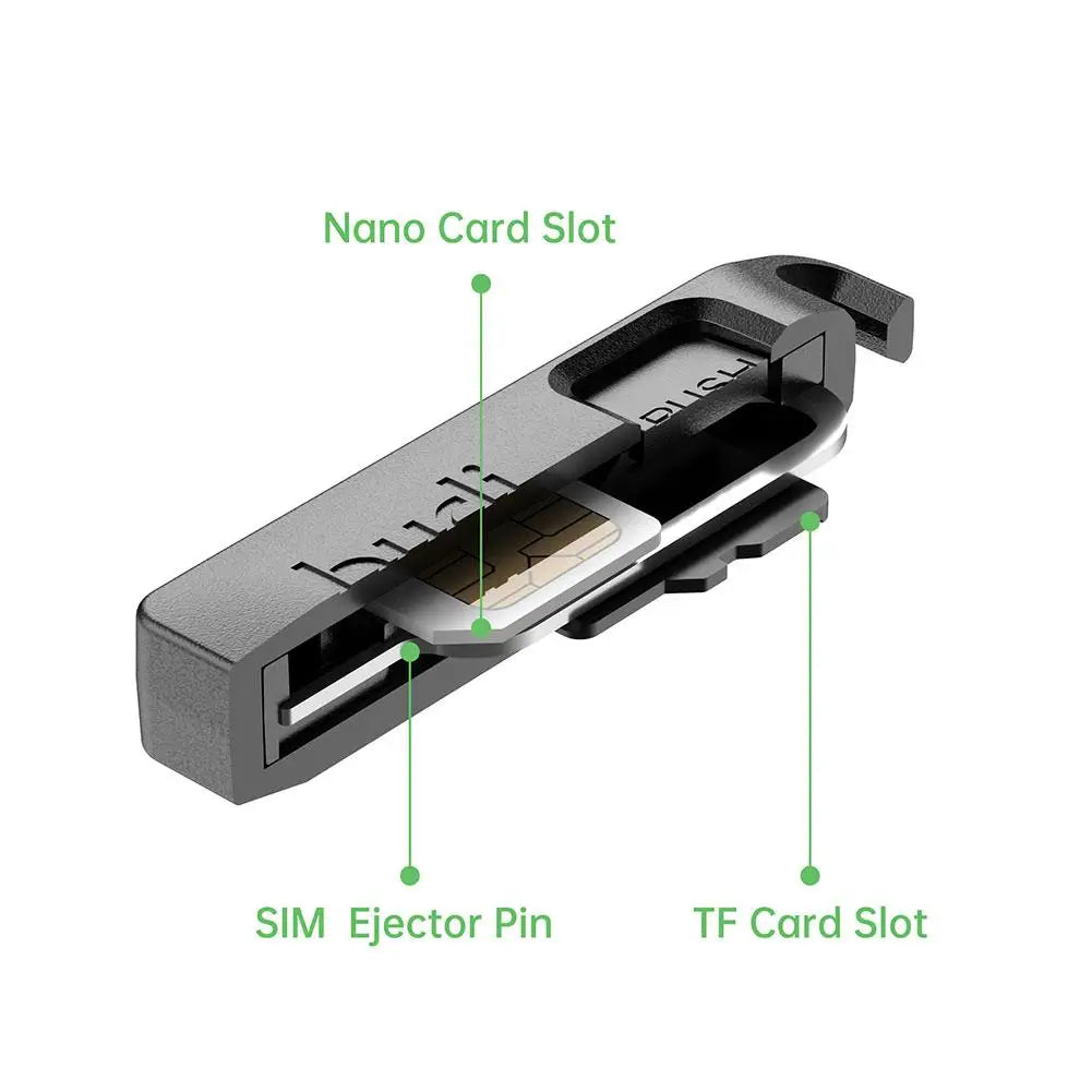 BUDI Anti-Lost Sim Card Eject Pin Needle Storage Box Universal Mobile Phone Steel Ejector Pin SIM TF Card Tray Opener Keyring