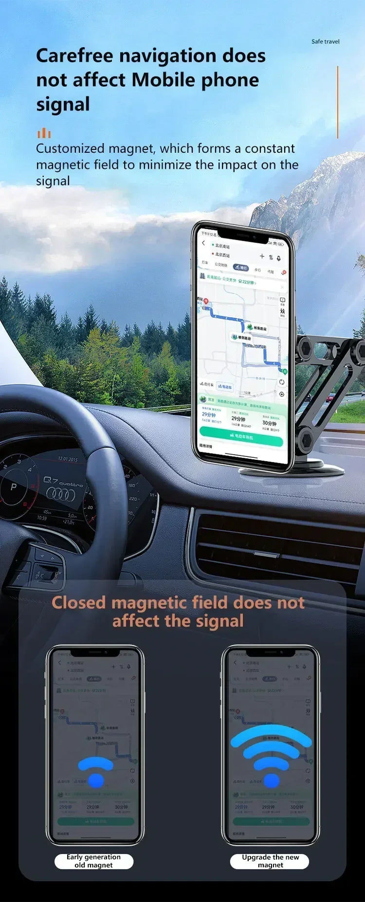 Magnetic Car Wireless Charger Stand Magnet Car Mount Fast Charging Station Phone Holder Bracket For iPhone 15 14 13 12 Pro Max