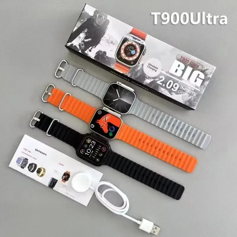 New T900 Ultra Smart Watch Men 49mm Series 9 AMOLED Screen NFC Compass Waterproof For Apple Watch IWO Ultra 9 Call Smartwatch