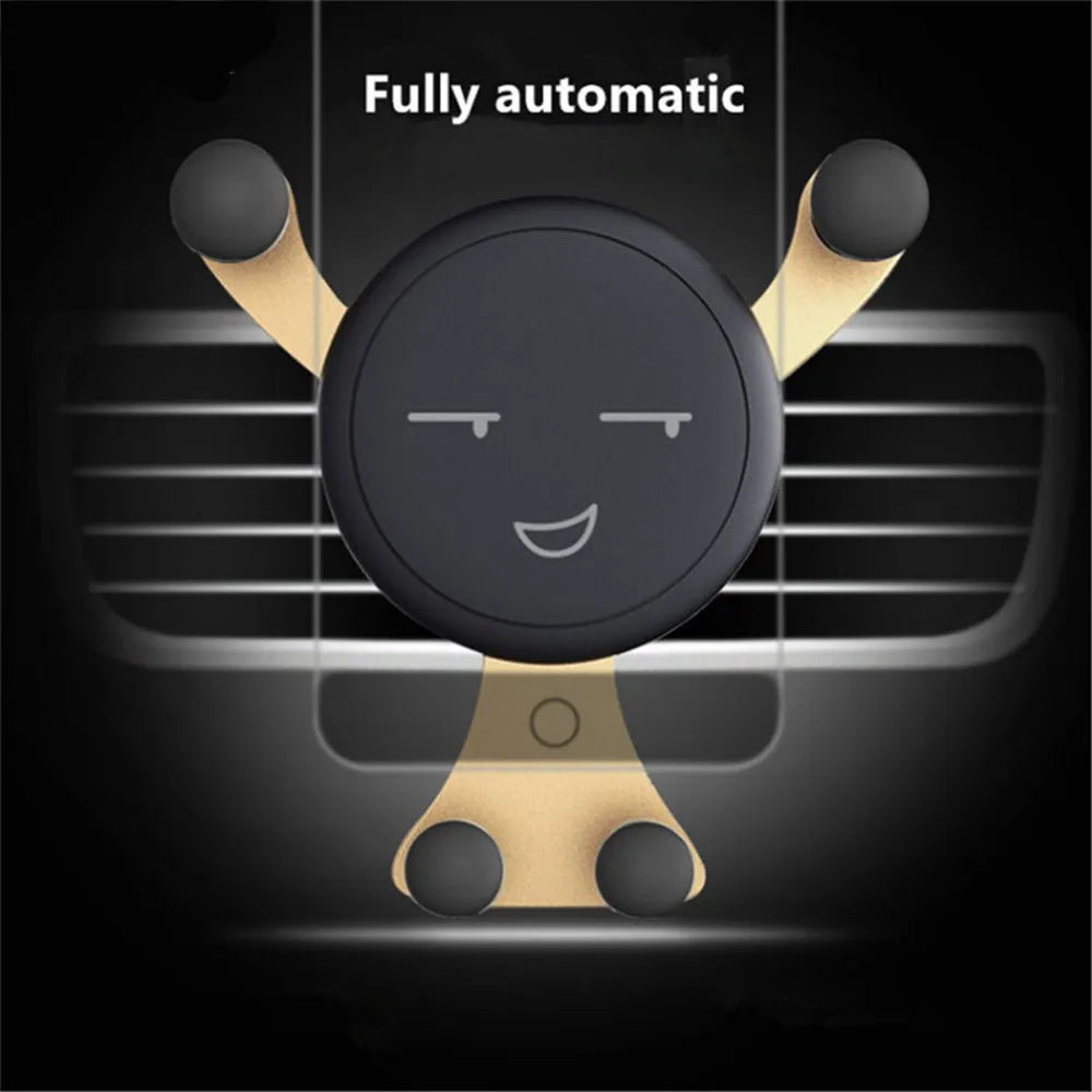 Gravity Car Phone Holder Air Vent Clip Smile Face Mount Mobile Cell Stand GPS Stand Support For iPhone 12 Pro Max Xiaomi Samsung