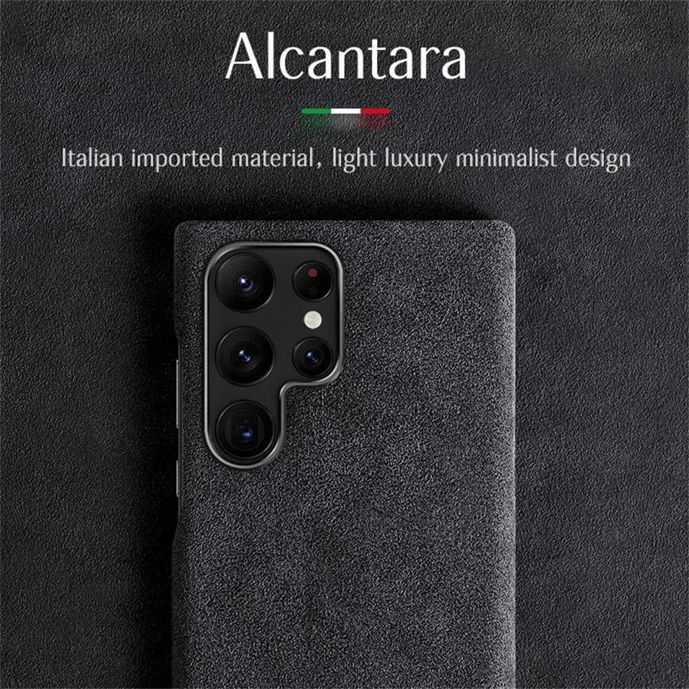 Alcantara Leather Phone Case for Samsung Galaxy S25 S24 S23 Ultra S22 Plus S20 Premium Supercar Turn Fur Back Cover