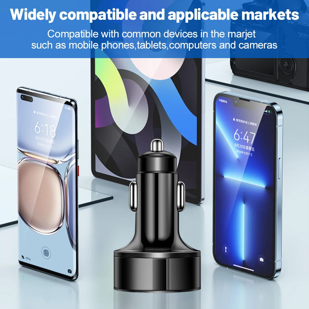 250W LED Car Charger 5 Ports Fast Charge PD QC3.0 USB C Car Phone Charger Type C Adapter in Car For iphone Samsung Huawei Xiaomi