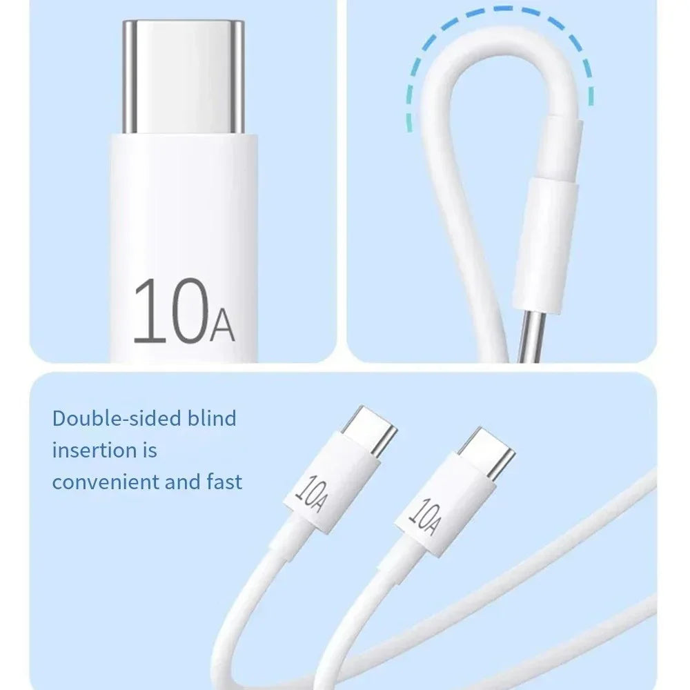 120W 10A Type C To Type C Cable Super Fast Charging Phone Charger USB C Data Wire For Samsung Xiaomi Huawei Quick Charger Cable