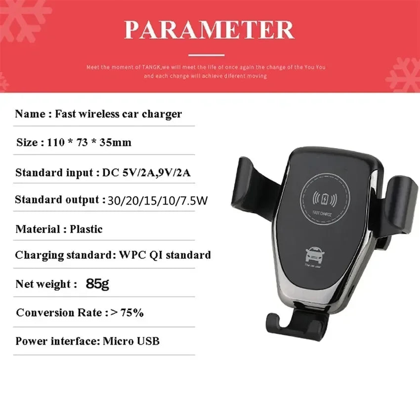 30W Fast Wireless Chargers Car For iPhone 15 14 13 12 11 Pro XS Max XR Samsung Xiaomi Wireless Charging Phone Car Holder Charger