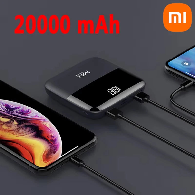 Xiaomi 20000mAh Mini Power Bank Dual Usb Portable Charger Slim with 2 Usb Port Large Capacity Mini Digital Display Power Bank