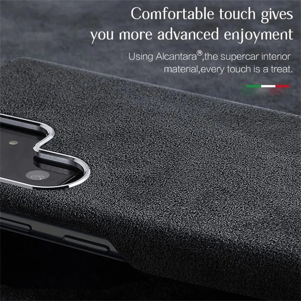 Alcantara Leather Phone Case for Samsung Galaxy S25 S24 S23 Ultra S22 Plus S20 Premium Supercar Turn Fur Back Cover