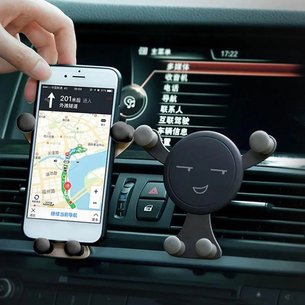 Gravity Car Phone Holder Air Vent Clip Smile Face Mount Mobile Cell Stand GPS Stand Support For iPhone 12 Pro Max Xiaomi Samsung