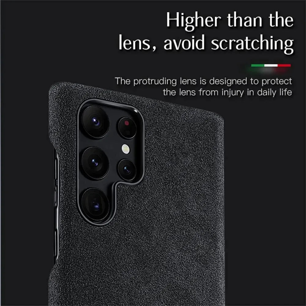 Alcantara Leather Phone Case for Samsung Galaxy S25 S24 S23 Ultra S22 Plus S20 Premium Supercar Turn Fur Back Cover