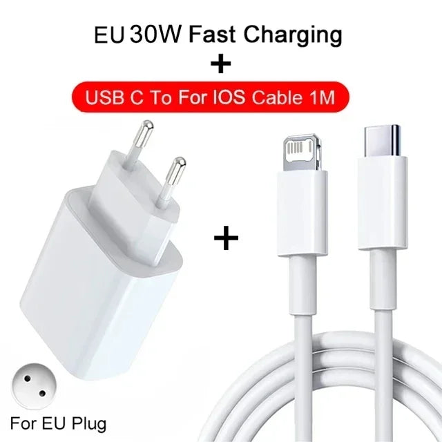 For PD 30W Charging For iPhone 14 Pro Max 13 12 mini 11 Fast Charger X XS XR 7 8 6 Plus SE 2020 Phone Accessories