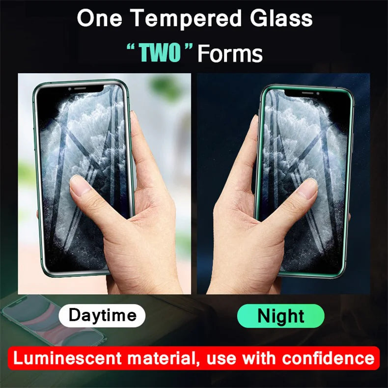 Luminous Protective Glass For iPhone 12 Pro 7 8 6s Plus X XS 11 Pro Max XR Screen Protector Airbag Tempered Glass For iPhone 11