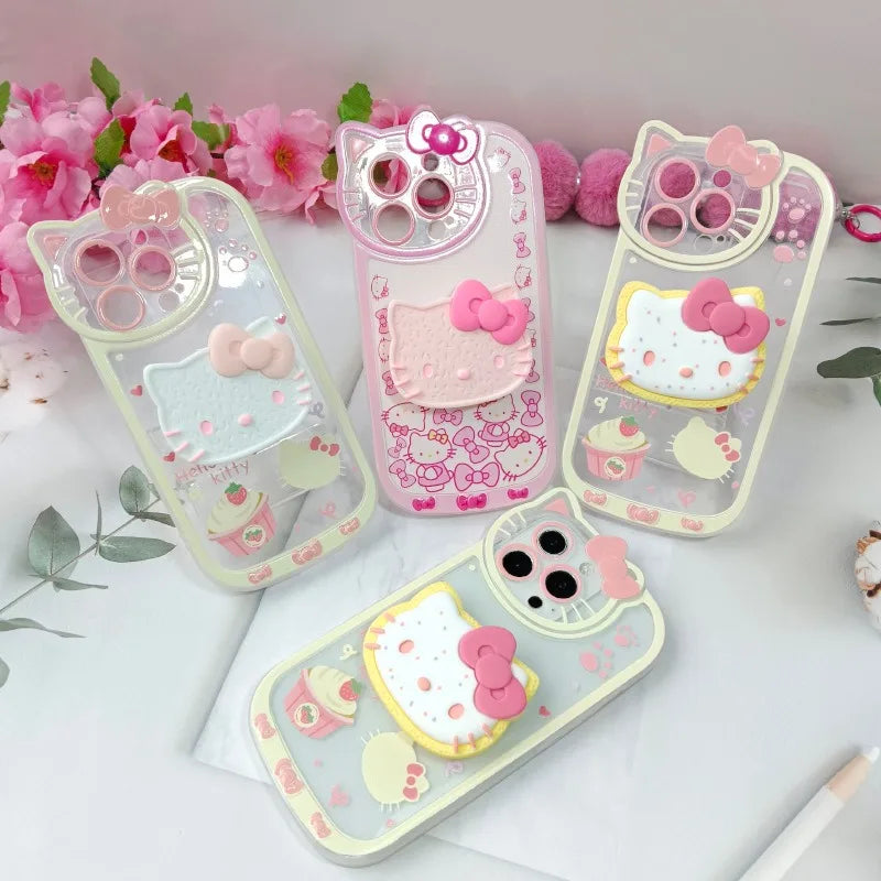 Sanrio Hello Kitty Stand Phone Cases For iPhone 16 15 14 11 13 12 Pro Max XR XS 7 8 Plus Original Shockproof Cover Y2K Case