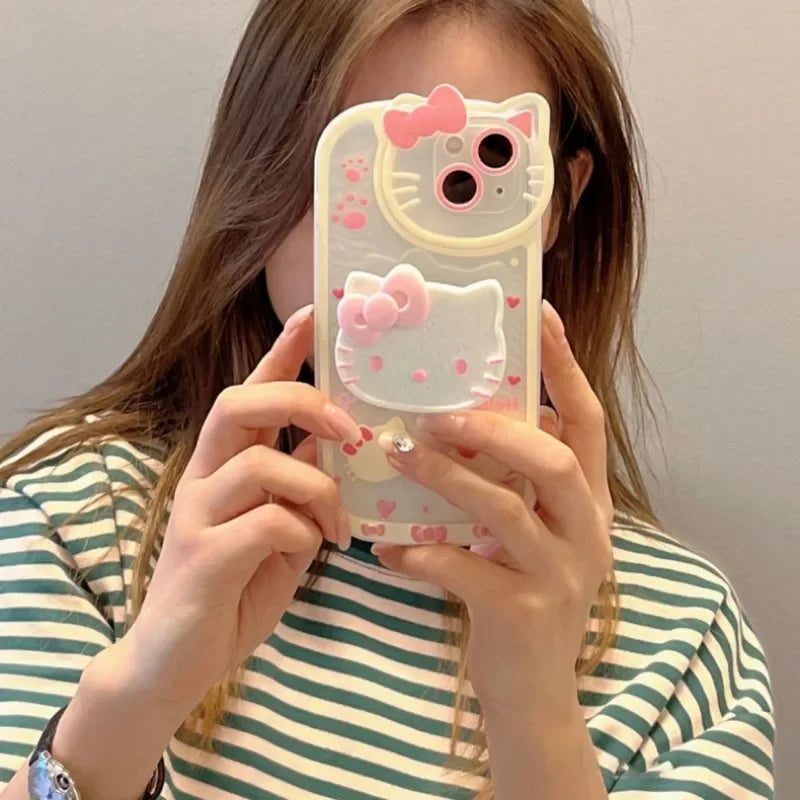 Sanrio Hello Kitty Stand Phone Cases For iPhone 16 15 14 11 13 12 Pro Max XR XS 7 8 Plus Original Shockproof Cover Y2K Case