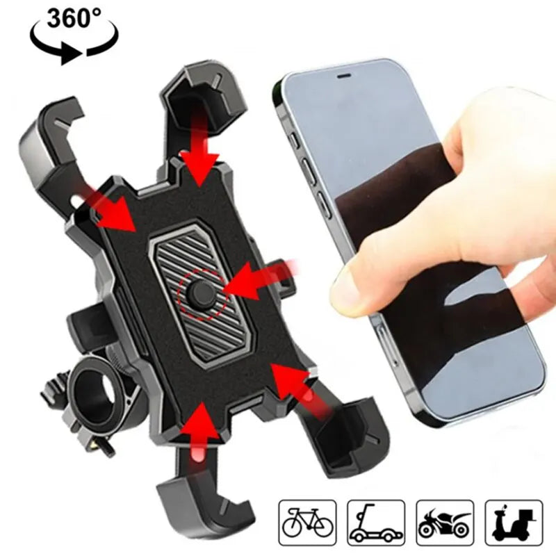 Bicycle Phone Holder Universal Motorcycle MTB Bike Phone Holder Handlebar Stand Mount Bracket Easy Open for iPhone 15 14 Samsung