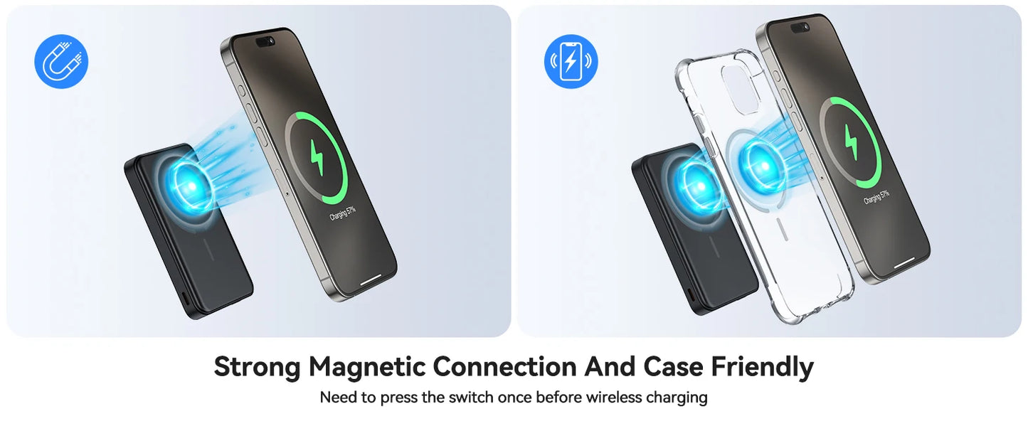 NEWDERY10000mAh Magnetic Wireless Power Bank for Apple Watch /9/8/7/6/5/4/Ultra 2 iWatch Battery Pack For iPhone 16/15,Galaxy