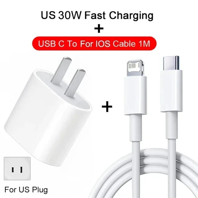 For PD 30W Charging For iPhone 14 Pro Max 13 12 mini 11 Fast Charger X XS XR 7 8 6 Plus SE 2020 Phone Accessories