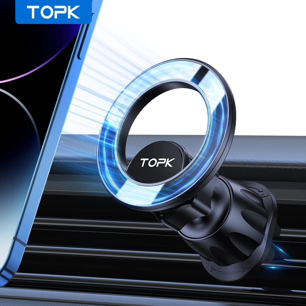 TOPK for Magsafe Car Mount,Magnetic Phone Holder for Car Air Vent Phone Holder Mount 360° Rotation Phone Holders for iPhone 15