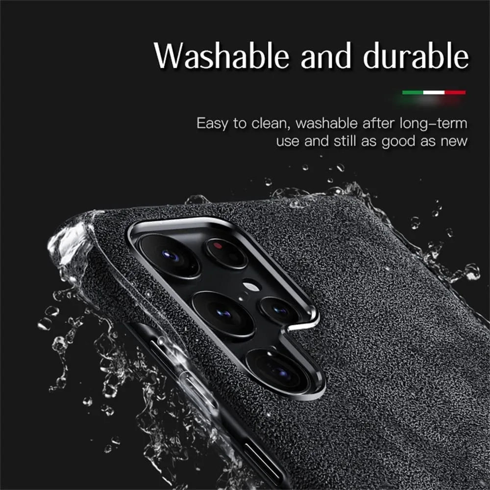 Alcantara Leather Phone Case for Samsung Galaxy S25 S24 S23 Ultra S22 Plus S20 Premium Supercar Turn Fur Back Cover