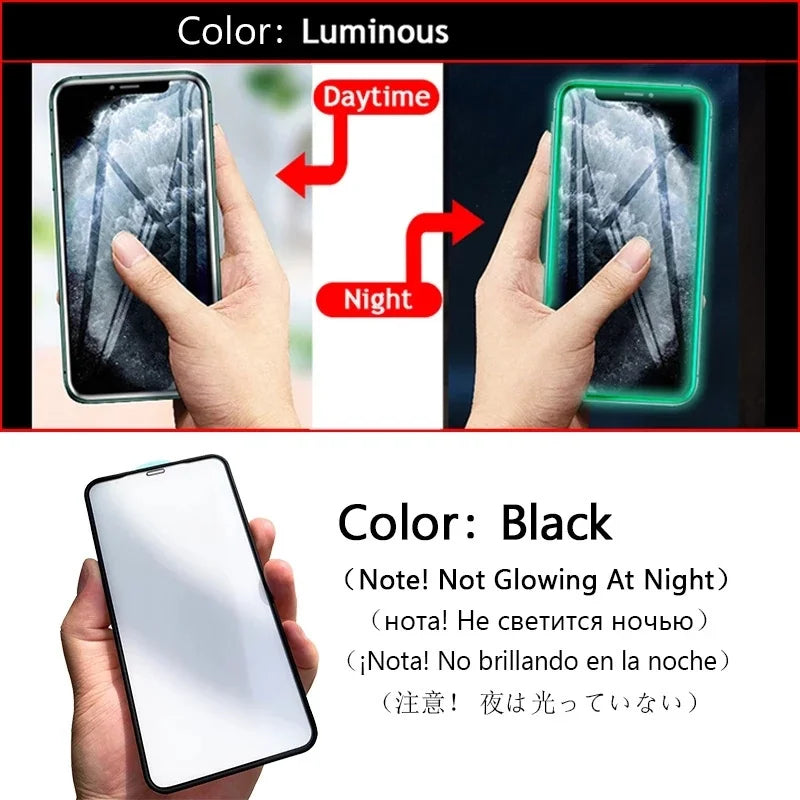 Luminous Protective Glass For iPhone 12 Pro 7 8 6s Plus X XS 11 Pro Max XR Screen Protector Airbag Tempered Glass For iPhone 11