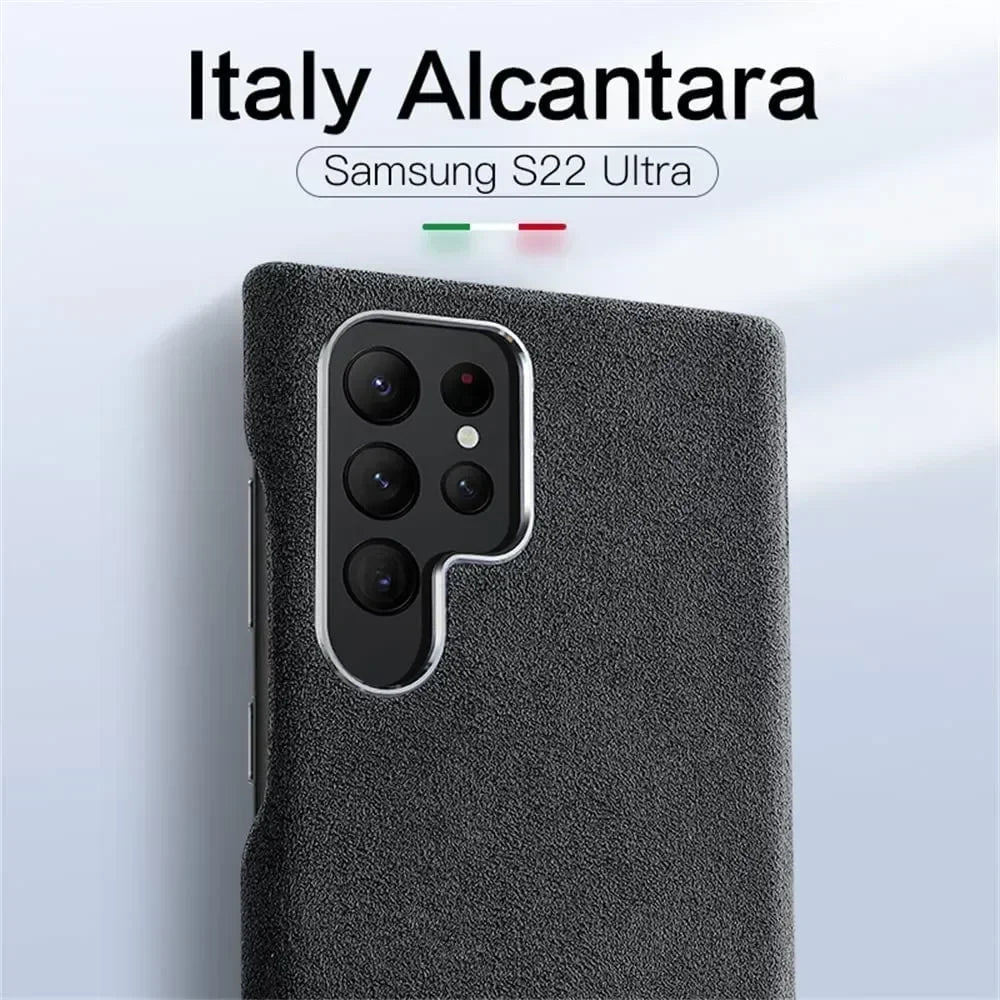 Alcantara Leather Phone Case for Samsung Galaxy S25 S24 S23 Ultra S22 Plus S20 Premium Supercar Turn Fur Back Cover