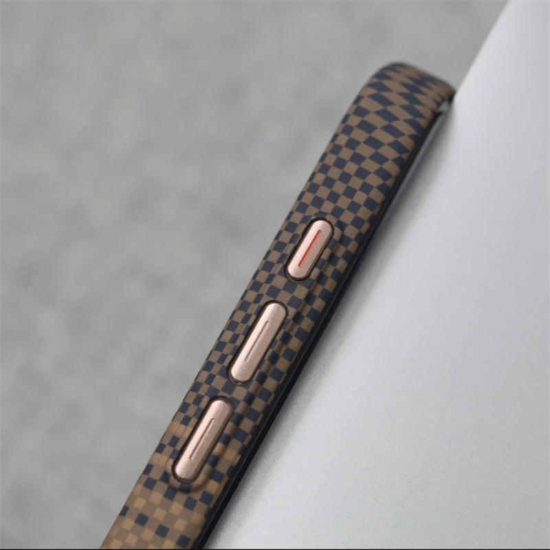 Luxury 3D Carbon Fiber Relief Magsafe Phone Case For iPhone 14 15 16 Pro Max Metal Lens Matte Wireless Charging Shockproof Cover